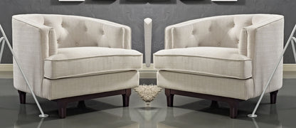 LSFH Unique Design True Innovations Coast Tufted Accent Chair Armchair with Solid Sagwan Wooden Legs Single Sofa Chair for Small Apartments, Living Room or Bedroom (Set of 2 Chairs, Beige)