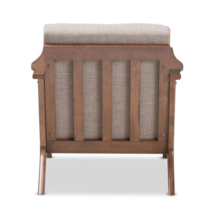 LSFH Unique Design True Innovations Bianca Fabric Accent Chair Armchair with Solid Sagwan Wooden Frame Single Sofa Chair for Small Apartments, Living Room or Bedroom (1 Chair, Grey)