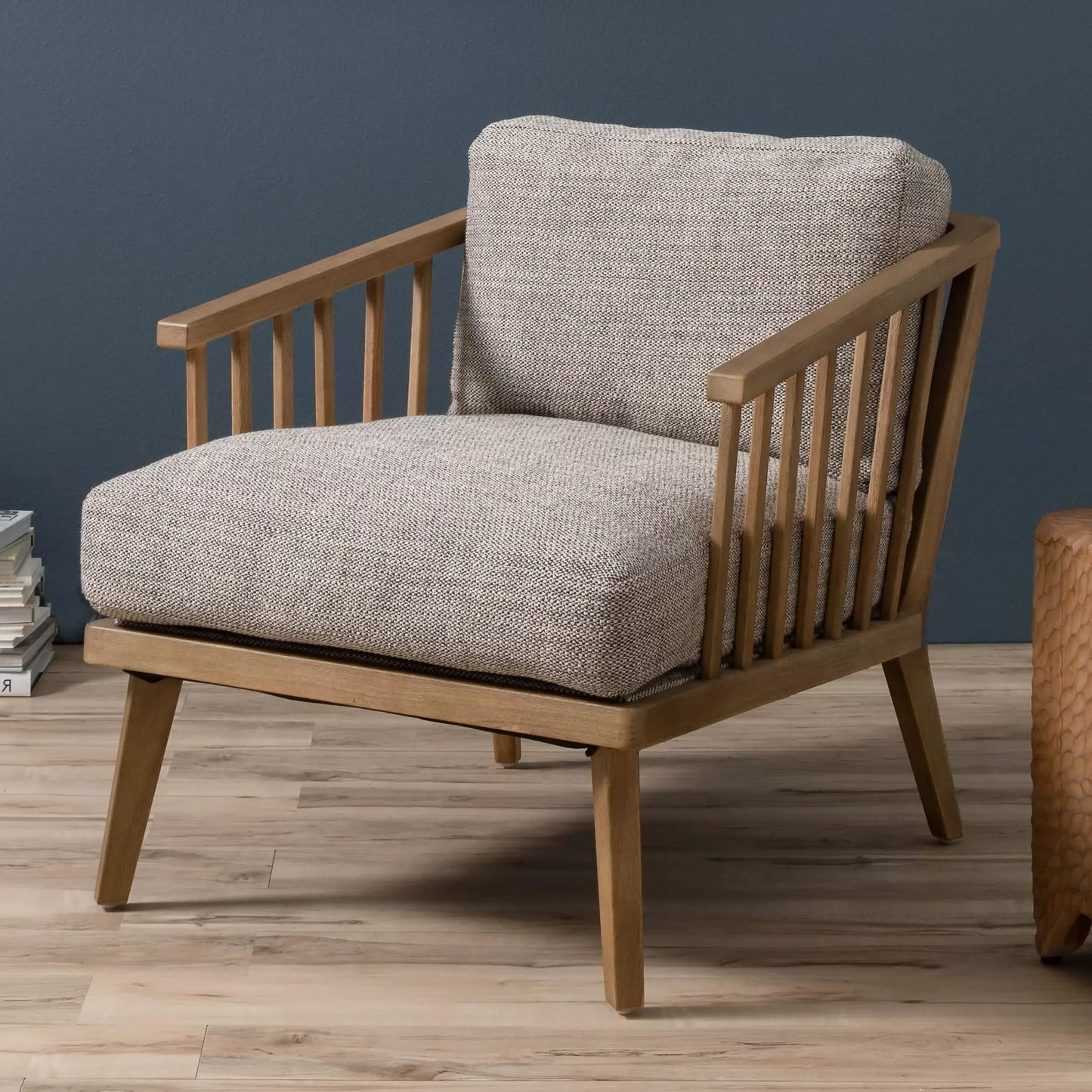 LSFH Unique Design True Innovations Coal Fabric Accent Chair Armchair with Solid Sagwan Wooden Frame Single Sofa Chair for Small Apartments, Living Room or Bedroom (1 Chair, Grey)