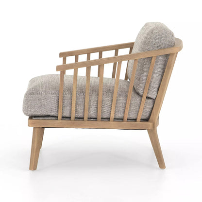 LSFH Unique Design True Innovations Coal Fabric Accent Chair Armchair with Solid Sagwan Wooden Frame Single Sofa Chair for Small Apartments, Living Room or Bedroom (Set of 2 Chairs, Grey)