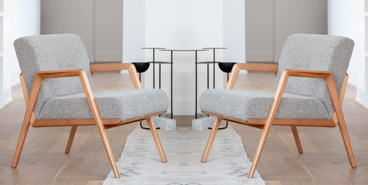 LSFH Unique Design True Innovations Maluz Accent Chair Armchair with Solid Sagwan Wooden Frame Single Sofa Chair for Small Apartments, Living Room or Bedroom (Set of 2 Chairs, Grey)