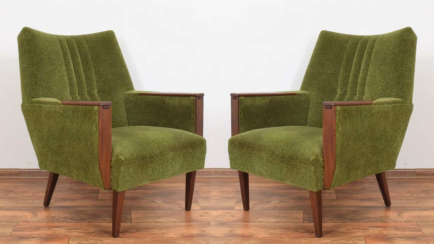 LSFH Unique Design True Innovations Danis Accent Chair with Channel Tufted Back Cushioned Armchair Single Sofa Chair for Small Apartments, Living Room or Bedroom (Set of 2 Chairs, Green)