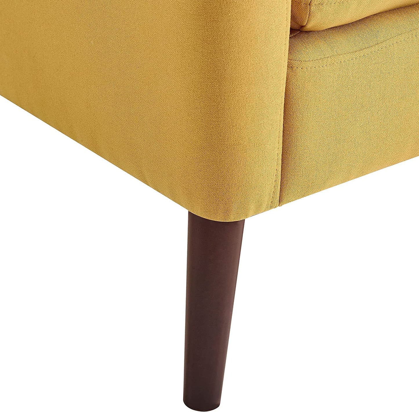 LSFH Unique Design True Innovations Button Tufted Fabric Accent Chair Armchair with Solid Sagwan Wooden Frame Single Sofa Chair for Small Apartments, Living Room or Bedroom (1 Chair, Yellow)