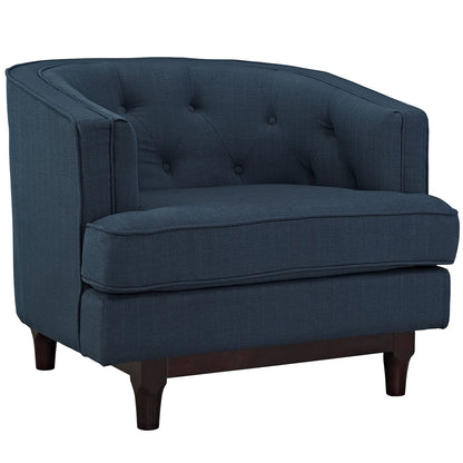 LSFH Unique Design True Innovations Coast Tufted Accent Chair Armchair with Solid Sagwan Wooden Legs Single Sofa Chair for Small Apartments, Living Room or Bedroom (Set of 2 Chairs, Blue)