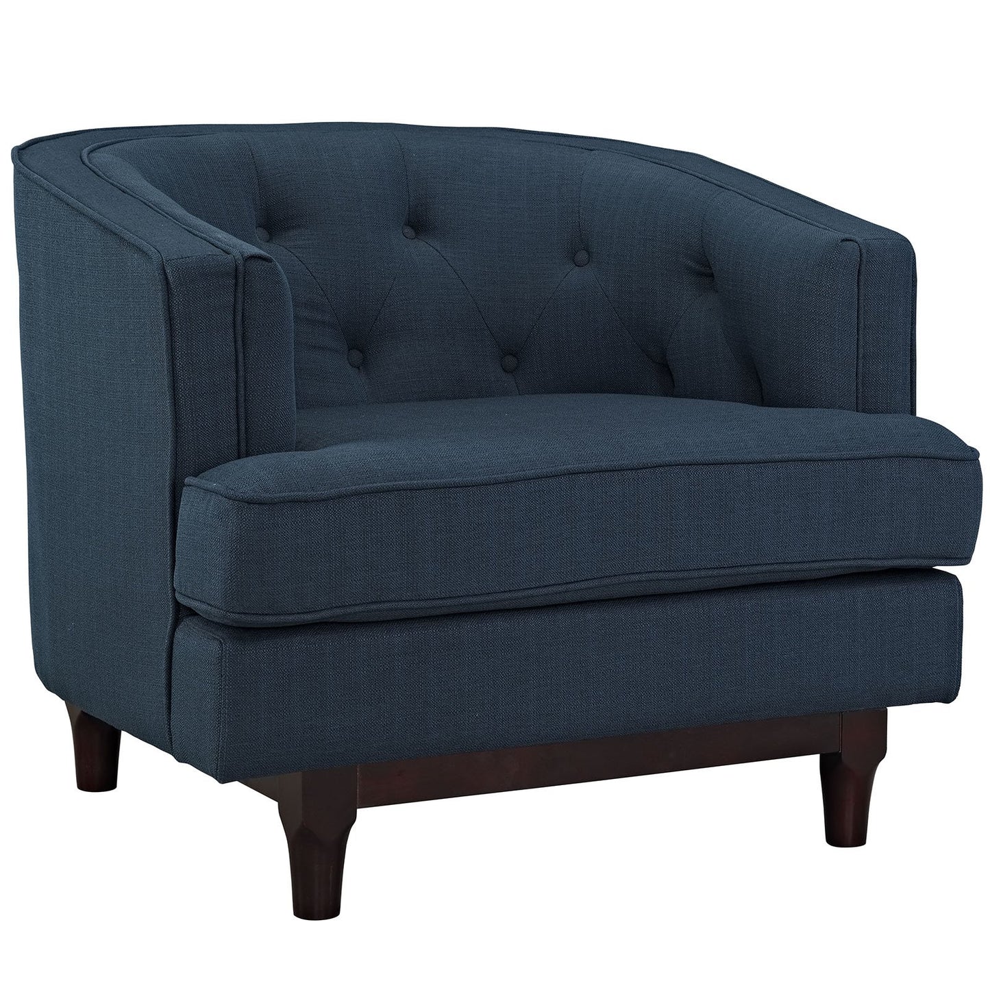 LSFH Unique Design True Innovations Coast Tufted Accent Chair Armchair with Solid Sagwan Wooden Legs Single Sofa Chair for Small Apartments, Living Room or Bedroom (1 Chair, Blue)