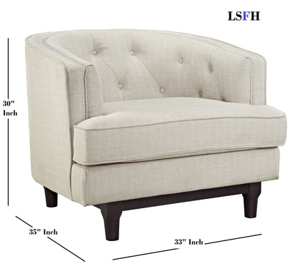 LSFH Unique Design True Innovations Coast Tufted Accent Chair Armchair with Solid Sagwan Wooden Legs Single Sofa Chair for Small Apartments, Living Room or Bedroom (1 Chair, Light Grey)