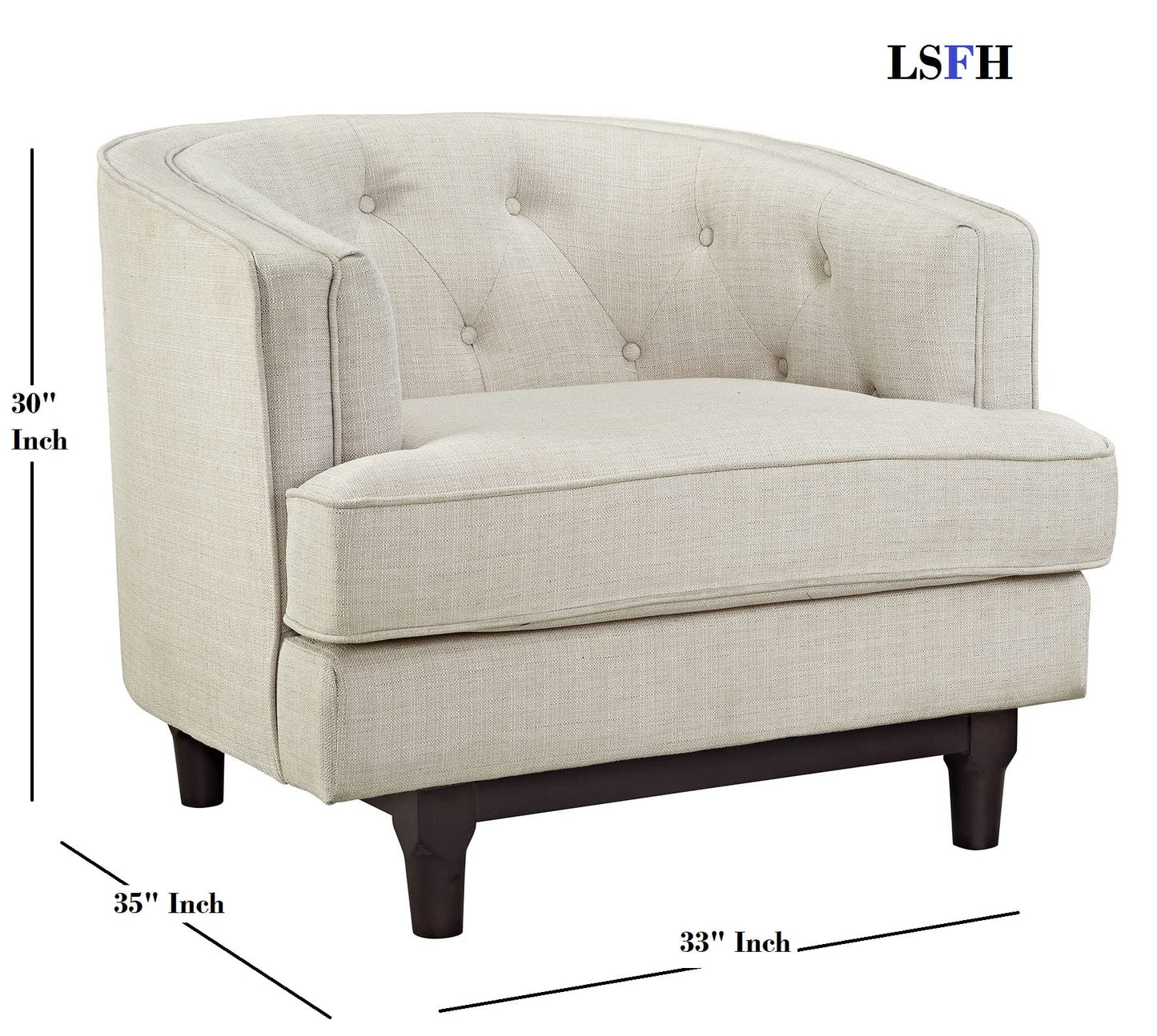 LSFH Unique Design True Innovations Coast Tufted Accent Chair Armchair with Solid Sagwan Wooden Legs Single Sofa Chair for Small Apartments, Living Room or Bedroom (1 Chair, Blue)
