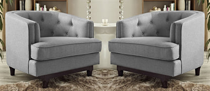 LSFH Unique Design True Innovations Coast Tufted Accent Chair Armchair with Solid Sagwan Wooden Legs Single Sofa Chair for Small Apartments, Living Room or Bedroom (Set of 2 Chairs, Light Grey)
