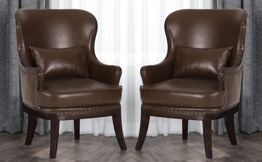 LSFH Unique Design True Innovations Mantua Accent Chair Armchair with Solid sagwan Wooden Legs Single Sofa Chair for Small Apartments, Living Room or Bedroom (Set of 2 Chair, Dark Brown)