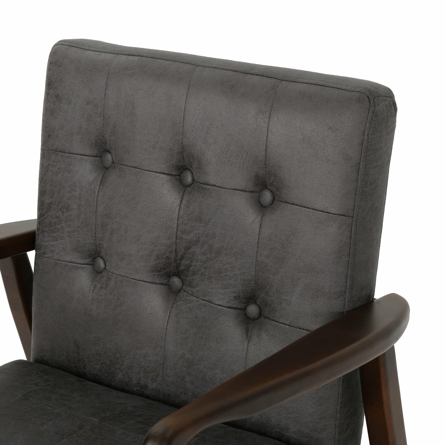 LSFH Unique Design True Innovations Marcola Button Tufted Accent Chair Armchair with Solid sagwan Wooden Legs Single Sofa Chair for Small Apartments, Living Room or Bedroom (Set of 2 Chairs, Grey)