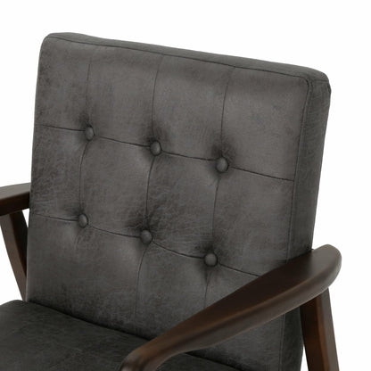 LSFH Unique Design True Innovations Marcola Button Tufted Accent Chair Armchair with Solid sagwan Wooden Legs Single Sofa Chair for Small Apartments, Living Room or Bedroom (Set of 2 Chairs, Grey)