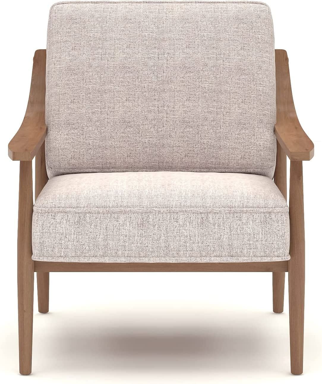LSFH Unique Design True Innovations Artzhouse Accent Chair Armchair with Solid Sagwan Wooden Frame Single Sofa Chair for Small Apartments, Living Room or Bedroom (Set of 2 Chairs, Beige)