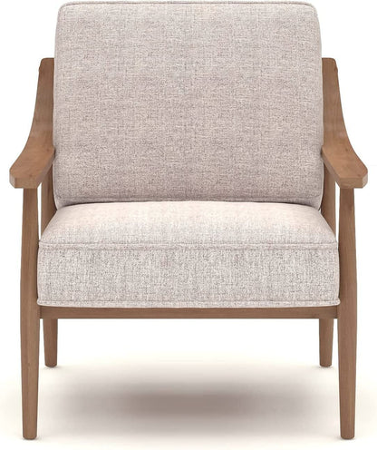 LSFH Unique Design True Innovations Artzhouse Accent Chair Armchair with Solid Sagwan Wooden Frame Single Sofa Chair for Small Apartments, Living Room or Bedroom (Set of 2 Chairs, Beige)