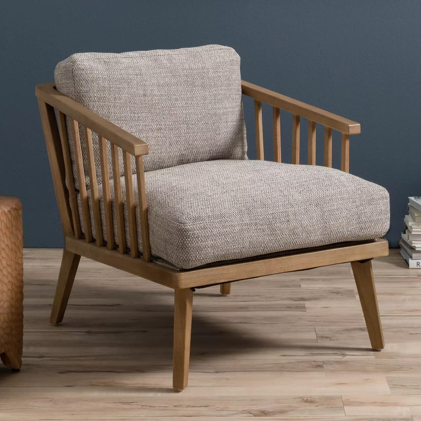 LSFH Unique Design True Innovations Coal Fabric Accent Chair Armchair with Solid Sagwan Wooden Frame Single Sofa Chair for Small Apartments, Living Room or Bedroom (1 Chair, Grey)