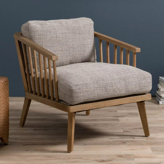 LSFH Unique Design True Innovations Coal Fabric Accent Chair Armchair with Solid Sagwan Wooden Frame Single Sofa Chair for Small Apartments, Living Room or Bedroom (1 Chair, Grey)