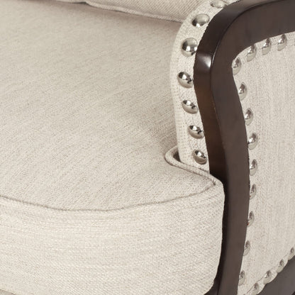 LSFH Unique Design True Innovations Mantua Accent Chair Armchair with Solid sagwan Wooden Legs Single Sofa Chair for Small Apartments, Living Room or Bedroom (1 Chair, Beige)