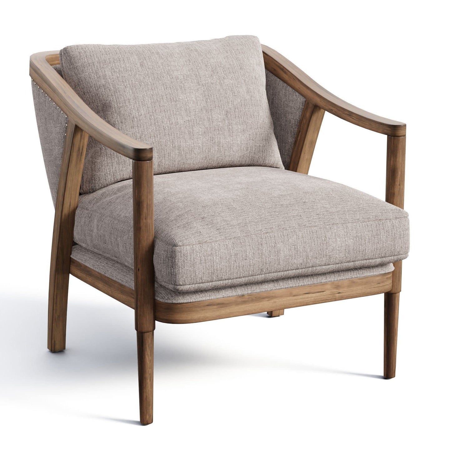 LSFH Unique Design True Innovations Lynz Accent Chair Armchair with Solid Sagwan Wooden Frame Single Sofa Chair for Small Apartments, Living Room or Bedroom (Set of 2 Chairs, Beige)