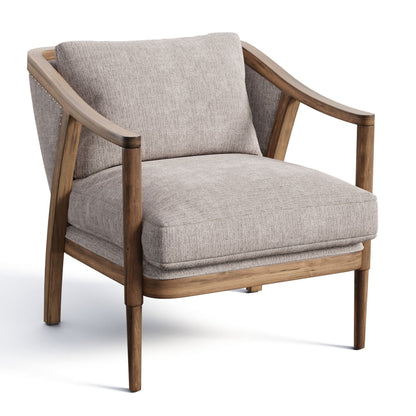 LSFH Unique Design True Innovations Lynz Accent Chair Armchair with Solid Sagwan Wooden Frame Single Sofa Chair for Small Apartments, Living Room or Bedroom (Set of 2 Chairs, Beige)