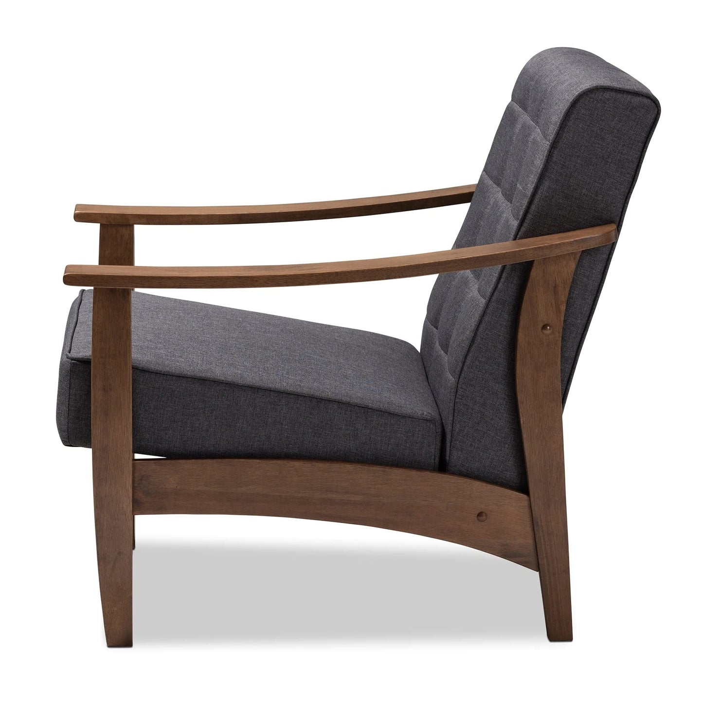 LSFH Unique Design Brook Button Tufted Fabric Accent Chair Armchair with Solid Sagwan Wooden Frame Single Sofa Chair for Small Apartments, Living Room or Bedroom (Set of 2 Chairs, Grey)