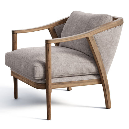LSFH Unique Design True Innovations Lynz Accent Chair Armchair with Solid Sagwan Wooden Frame Single Sofa Chair for Small Apartments, Living Room or Bedroom (1 Chair, Beige)