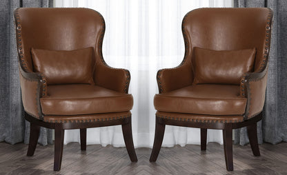 LSFH Unique Design True Innovations Mantua Accent Chair Armchair with Solid sagwan Wooden Legs Single Sofa Chair for Small Apartments, Living Room or Bedroom (Set of 2 Chair, Brown)