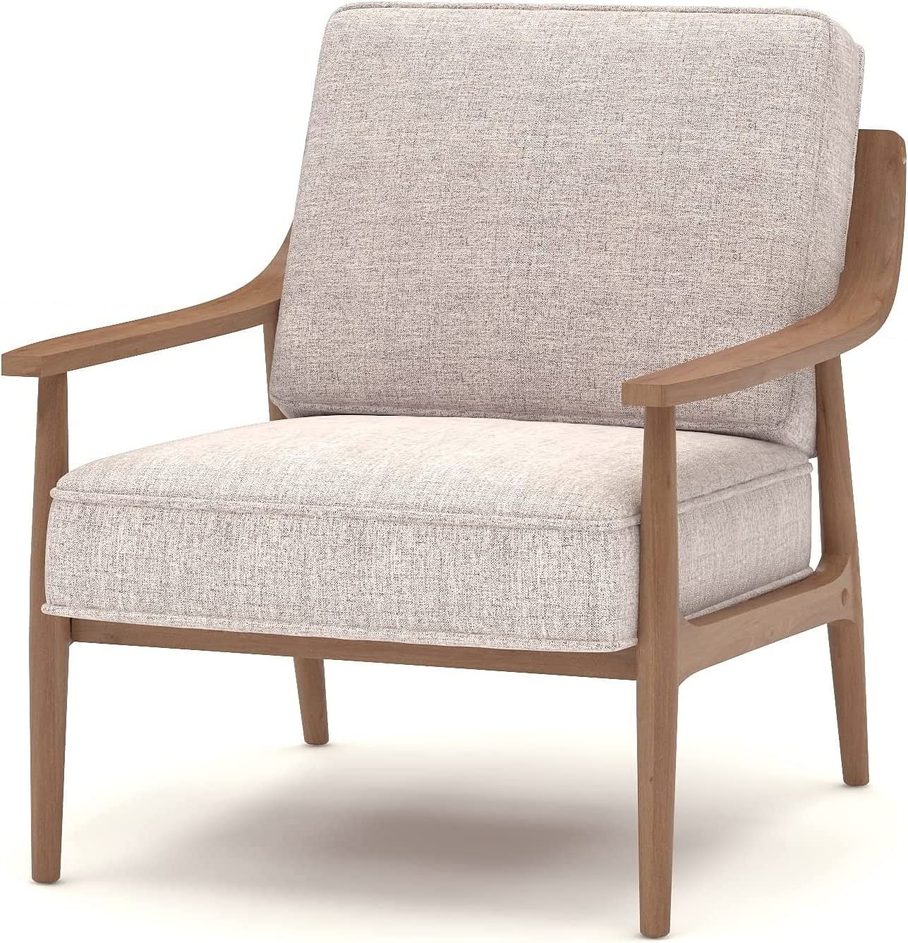 LSFH Unique Design True Innovations Artzhouse Accent Chair Armchair with Solid Sagwan Wooden Frame Single Sofa Chair for Small Apartments, Living Room or Bedroom (1 Chair, Beige)
