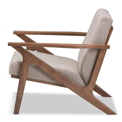 LSFH Unique Design True Innovations Bianca Fabric Accent Chair Armchair with Solid Sagwan Wooden Frame Single Sofa Chair for Small Apartments, Living Room or Bedroom (1 Chair, Grey)