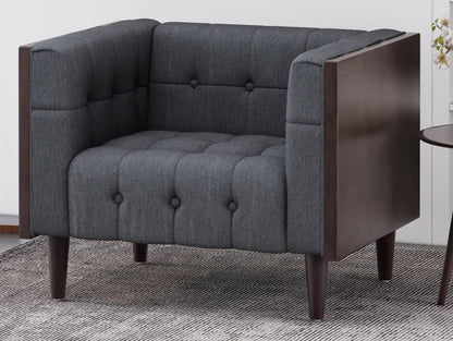 LSFH Unique Design True Innovations Larnan Tufted Accent Chair Armchair with Solid sagwan Wooden Frame Single Sofa Chair for Small Apartments, Living Room or Bedroom (Set of 2 Chairs, Grey)