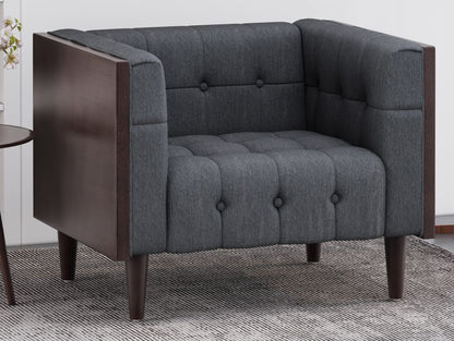 LSFH Unique Design True Innovations Larnan Tufted Accent Chair Armchair with Solid sagwan Wooden Frame Single Sofa Chair for Small Apartments, Living Room or Bedroom (Set of 2 Chairs, Grey)