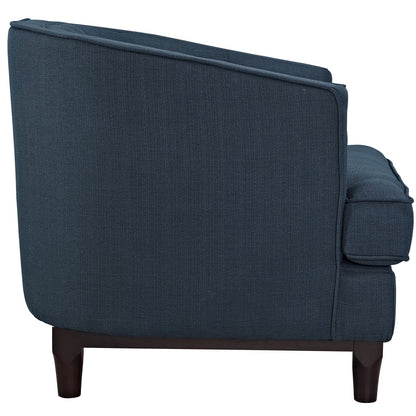 LSFH Unique Design True Innovations Coast Tufted Accent Chair Armchair with Solid Sagwan Wooden Legs Single Sofa Chair for Small Apartments, Living Room or Bedroom (1 Chair, Blue)