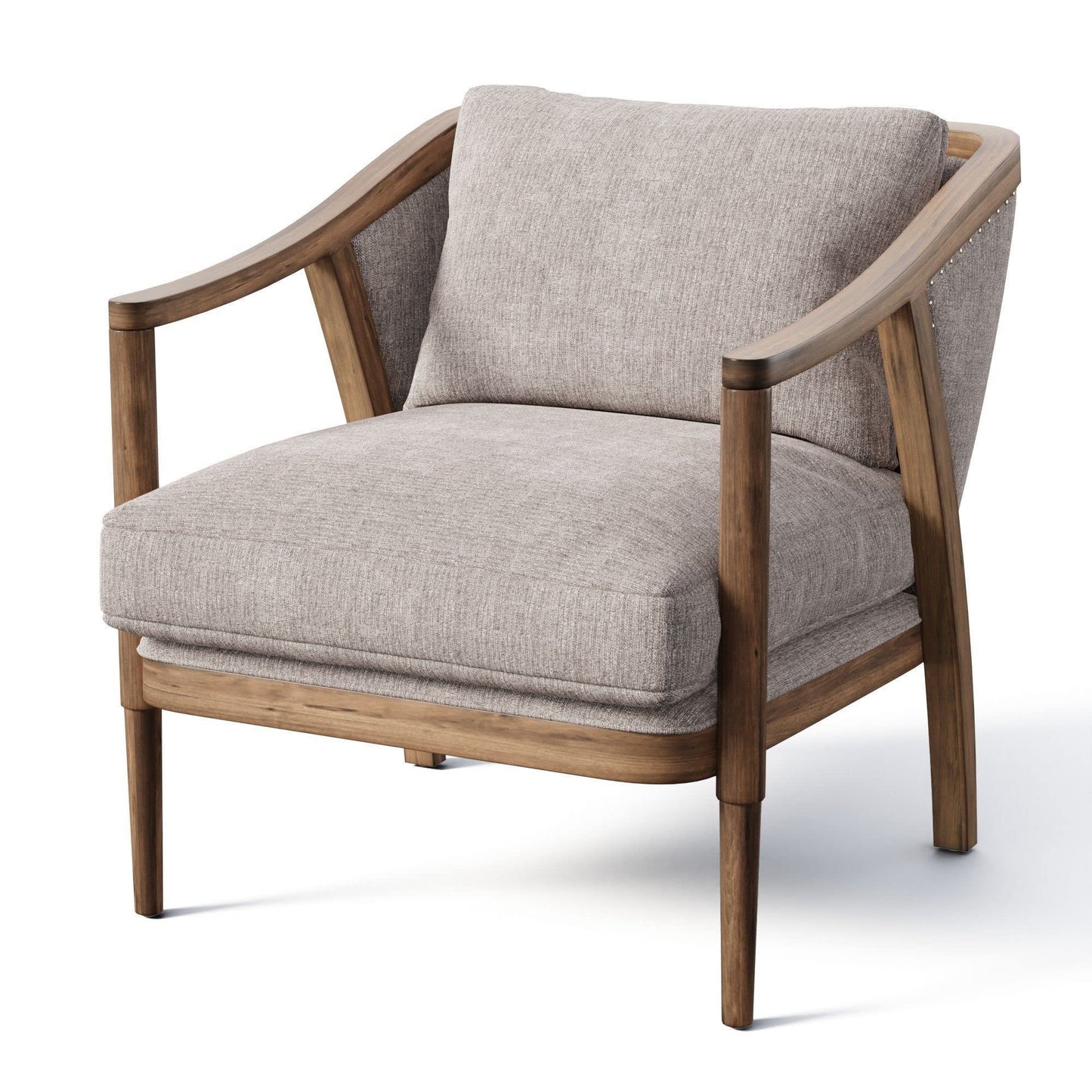 LSFH Unique Design True Innovations Lynz Accent Chair Armchair with Solid Sagwan Wooden Frame Single Sofa Chair for Small Apartments, Living Room or Bedroom (1 Chair, Beige)