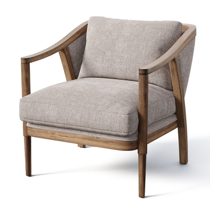 LSFH Unique Design True Innovations Lynz Accent Chair Armchair with Solid Sagwan Wooden Frame Single Sofa Chair for Small Apartments, Living Room or Bedroom (1 Chair, Beige)