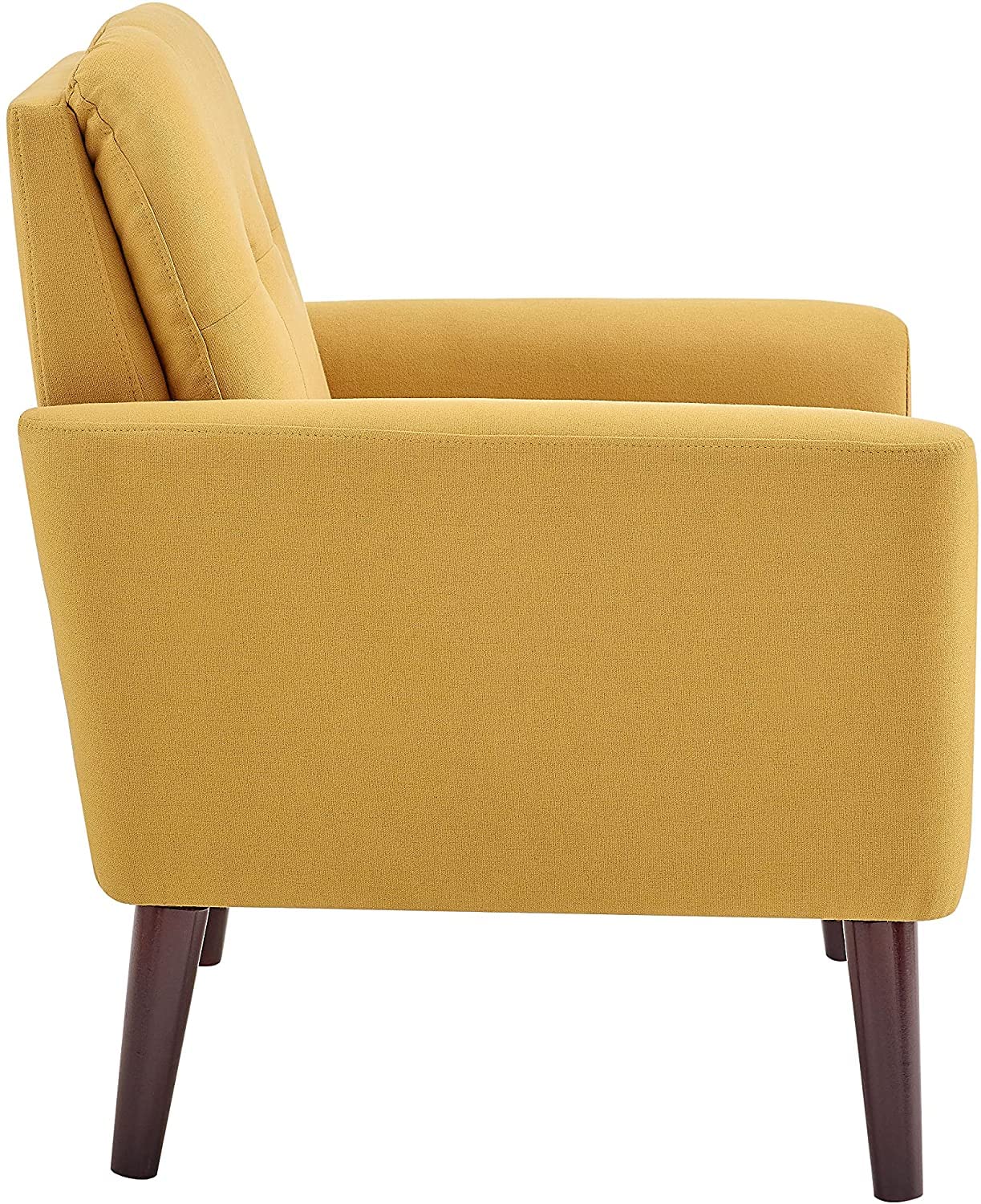 LSFH Unique Design True Innovations Button Tufted Fabric Accent Chair Armchair with Solid Sagwan Wooden Frame Single Sofa Chair for Small Apartments, Living Room or Bedroom (Set of 2 Chairs, Yellow)