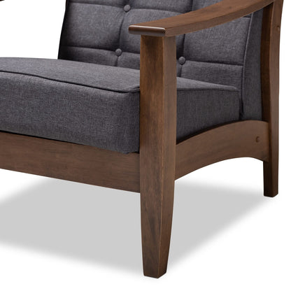 LSFH Unique Design Brook Button Tufted Fabric Accent Chair Armchair with Solid Sagwan Wooden Frame Single Sofa Chair for Small Apartments, Living Room or Bedroom (1 Chair, Grey)