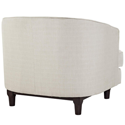 LSFH Unique Design True Innovations Coast Tufted Accent Chair Armchair with Solid Sagwan Wooden Legs Single Sofa Chair for Small Apartments, Living Room or Bedroom (1 Chair, Beige)