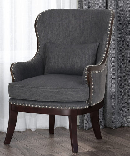 LSFH Unique Design True Innovations Mantua Accent Chair Armchair with Solid sagwan Wooden Legs Single Sofa Chair for Small Apartments, Living Room or Bedroom (1 Chair, Grey)