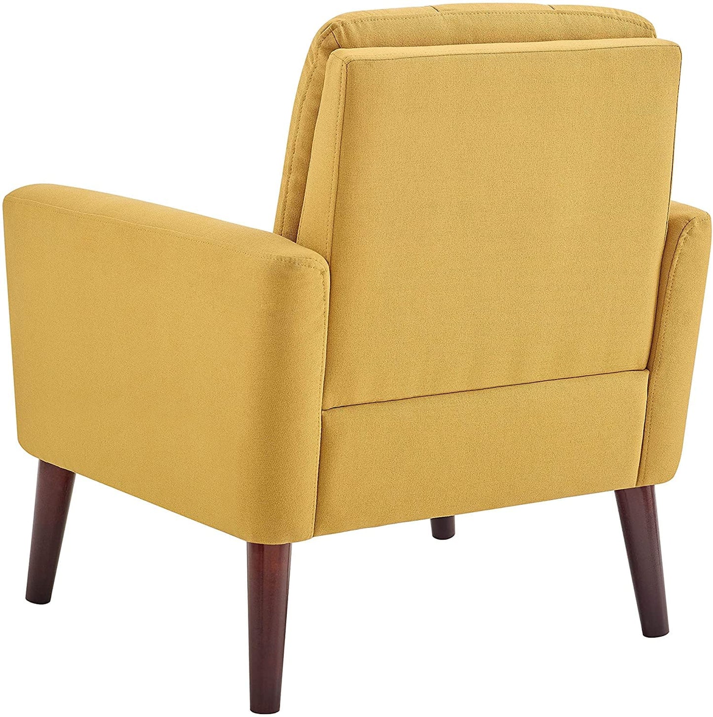 LSFH Unique Design True Innovations Button Tufted Fabric Accent Chair Armchair with Solid Sagwan Wooden Frame Single Sofa Chair for Small Apartments, Living Room or Bedroom (Set of 2 Chairs, Yellow)