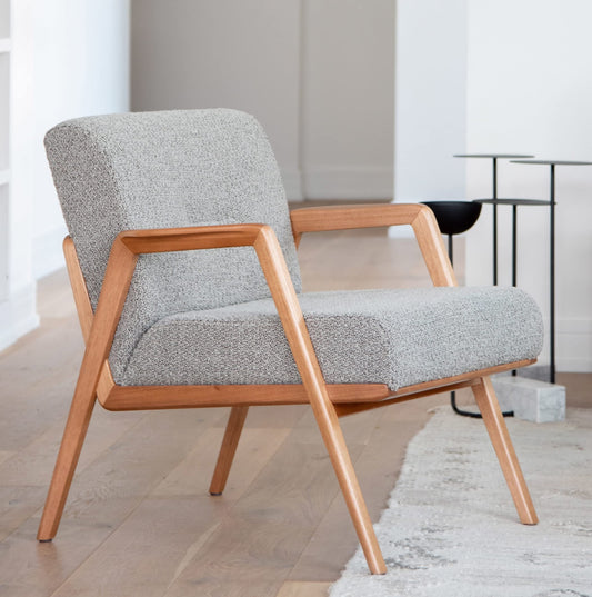 LSFH Unique Design True Innovations Maluz Accent Chair Armchair with Solid Sagwan Wooden Frame Single Sofa Chair for Small Apartments, Living Room or Bedroom (1 Chair, Grey)