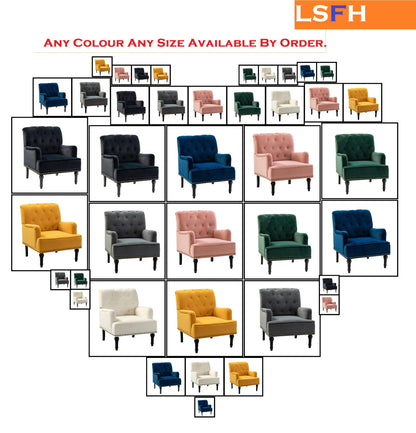 LSFH Unique Design True Innovations Jakuz Accent Chair, Armchair with Solid Sagwan Wooden Frame Single Sofa Chair for Small Apartments, Living Room or Bedroom (Set of 2 Chairs, Black)