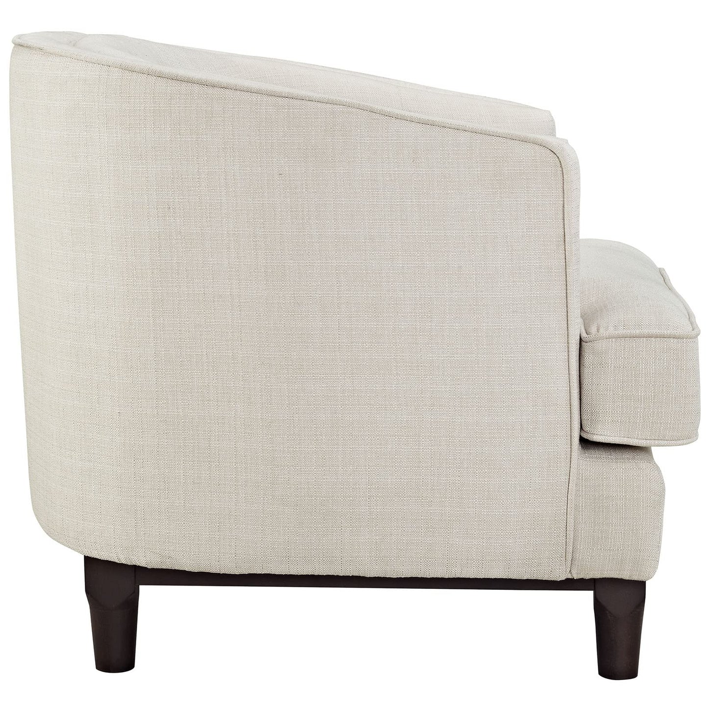 LSFH Unique Design True Innovations Coast Tufted Accent Chair Armchair with Solid Sagwan Wooden Legs Single Sofa Chair for Small Apartments, Living Room or Bedroom (1 Chair, Beige)