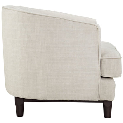 LSFH Unique Design True Innovations Coast Tufted Accent Chair Armchair with Solid Sagwan Wooden Legs Single Sofa Chair for Small Apartments, Living Room or Bedroom (Set of 2 Chairs, Beige)