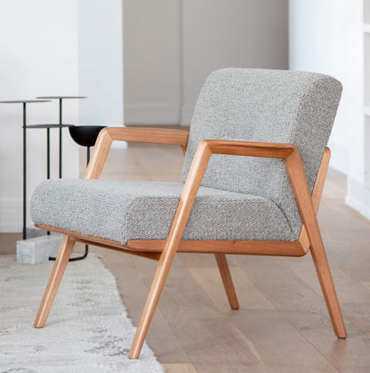LSFH Unique Design True Innovations Maluz Accent Chair Armchair with Solid Sagwan Wooden Frame Single Sofa Chair for Small Apartments, Living Room or Bedroom (1 Chair, Grey)