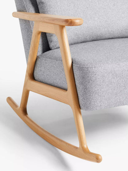 LSFH Luxury Design Traditional Hndricks Rocking Armchair Accent Chair with Solid Sagwan Wooden Legs Sofa Set for Small Apartments, Living Room or Bedroom (1 Chair, Grey)