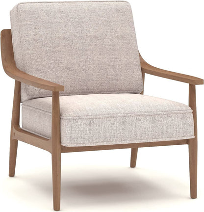 LSFH Unique Design True Innovations Artzhouse Accent Chair Armchair with Solid Sagwan Wooden Frame Single Sofa Chair for Small Apartments, Living Room or Bedroom (Set of 2 Chairs, Beige)