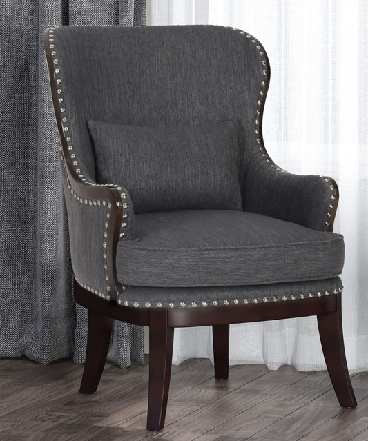 LSFH Unique Design True Innovations Mantua Accent Chair Armchair with Solid sagwan Wooden Legs Single Sofa Chair for Small Apartments, Living Room or Bedroom (1 Chair, Grey)
