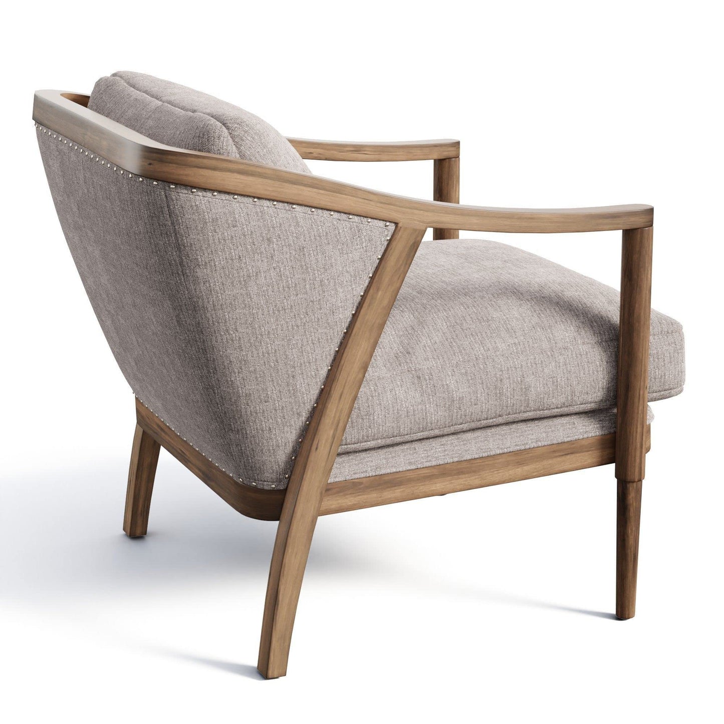 LSFH Unique Design True Innovations Lynz Accent Chair Armchair with Solid Sagwan Wooden Frame Single Sofa Chair for Small Apartments, Living Room or Bedroom (1 Chair, Beige)