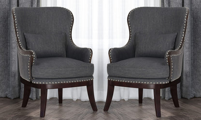 LSFH Unique Design True Innovations Mantua Accent Chair Armchair with Solid sagwan Wooden Legs Single Sofa Chair for Small Apartments, Living Room or Bedroom (Set of 2 Chair, Grey)