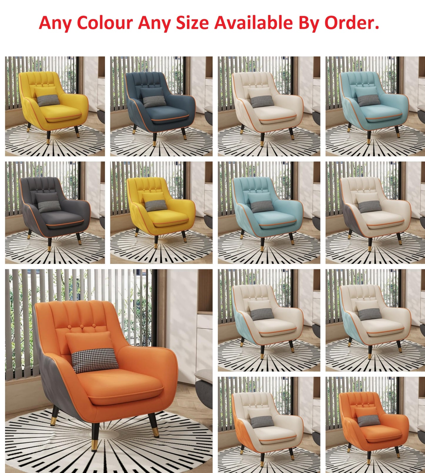 LSFH Unique Design True Innovations Nordic Light Accent Chair, Armchair with Solid Sagwan Wooden Frame for Small Apartments, Living Room or Bedroom (Set of 2 Chairs, Sky Blue)