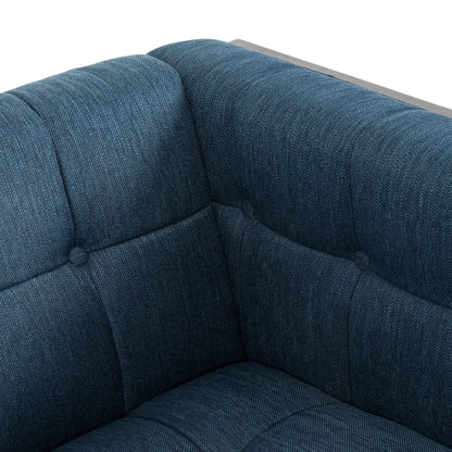 LSFH Unique Design True Innovations Larnan Tufted Accent Chair Armchair with Solid sagwan Wooden Frame Single Sofa Chair for Small Apartments, Living Room or Bedroom (Set of 2 Chairs, Navy)