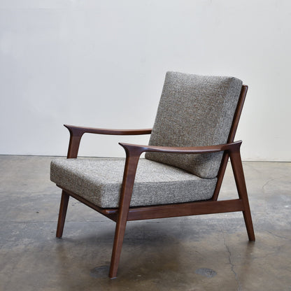 LSFH Unique Design True Innovations Charlotte Walnut Fabric Accent Chair Armchair with Solid Sagwan Wooden Frame Single Sofa Chair for Small Apartments, Living Room or Bedroom (Set of 2 Chairs, Grey)